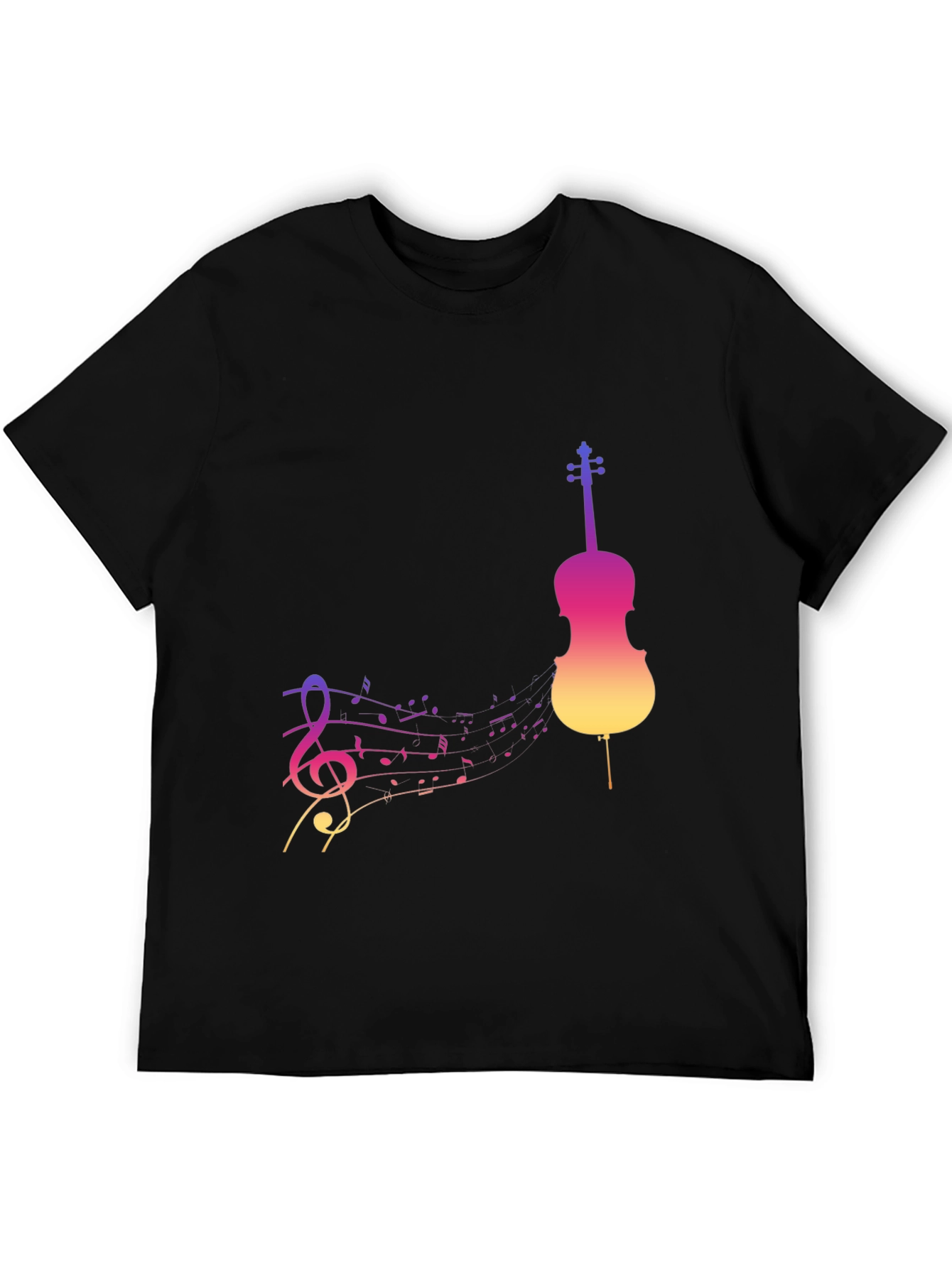 Musical Gradient Violin Graphic Tee - Black