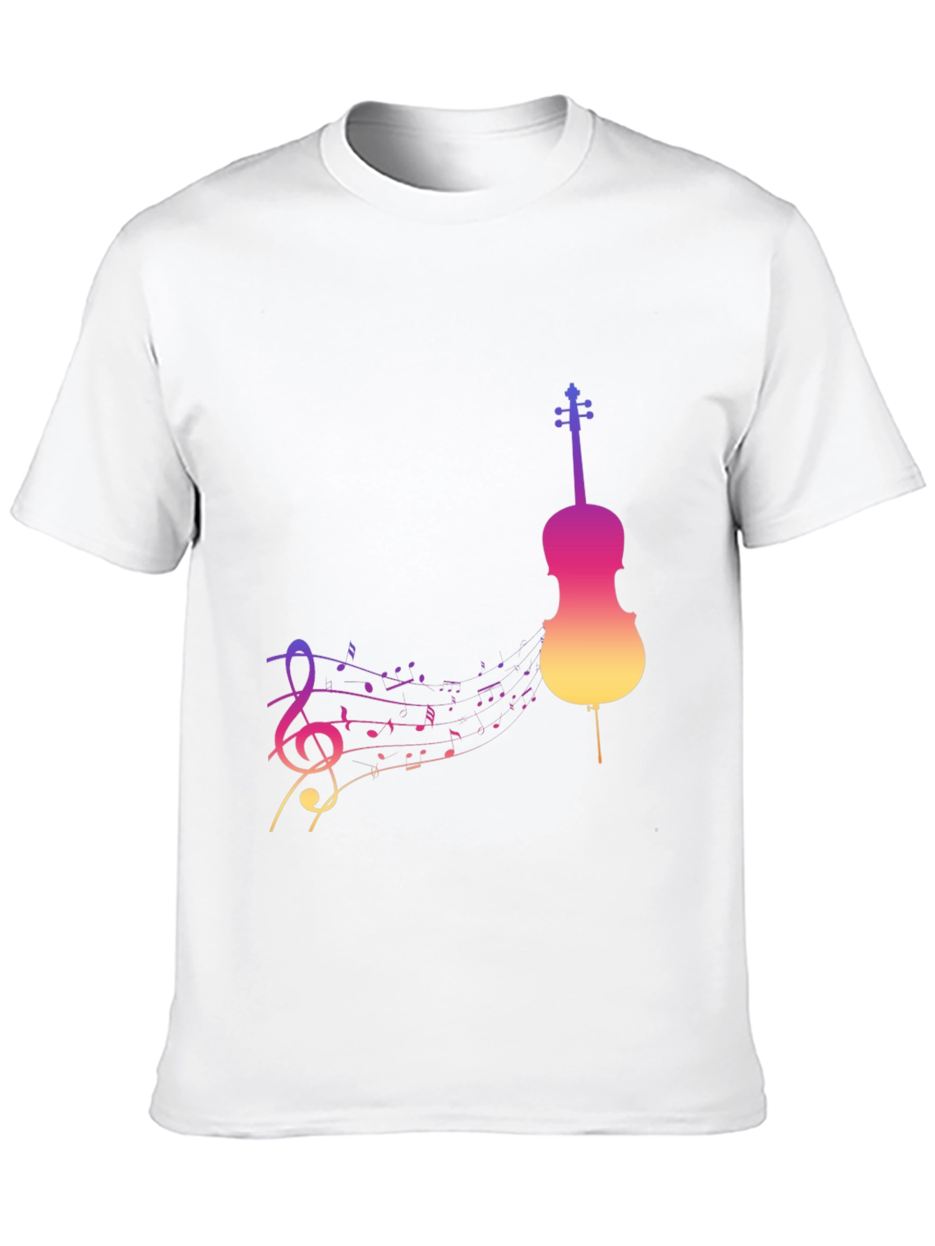 Musical Gradient Violin Graphic Tee - Black