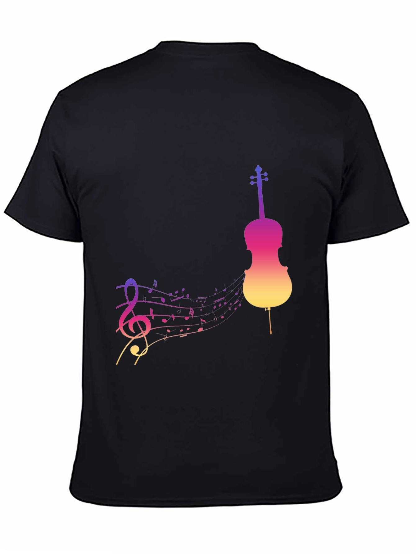 Musical Gradient Violin Graphic Tee - Black