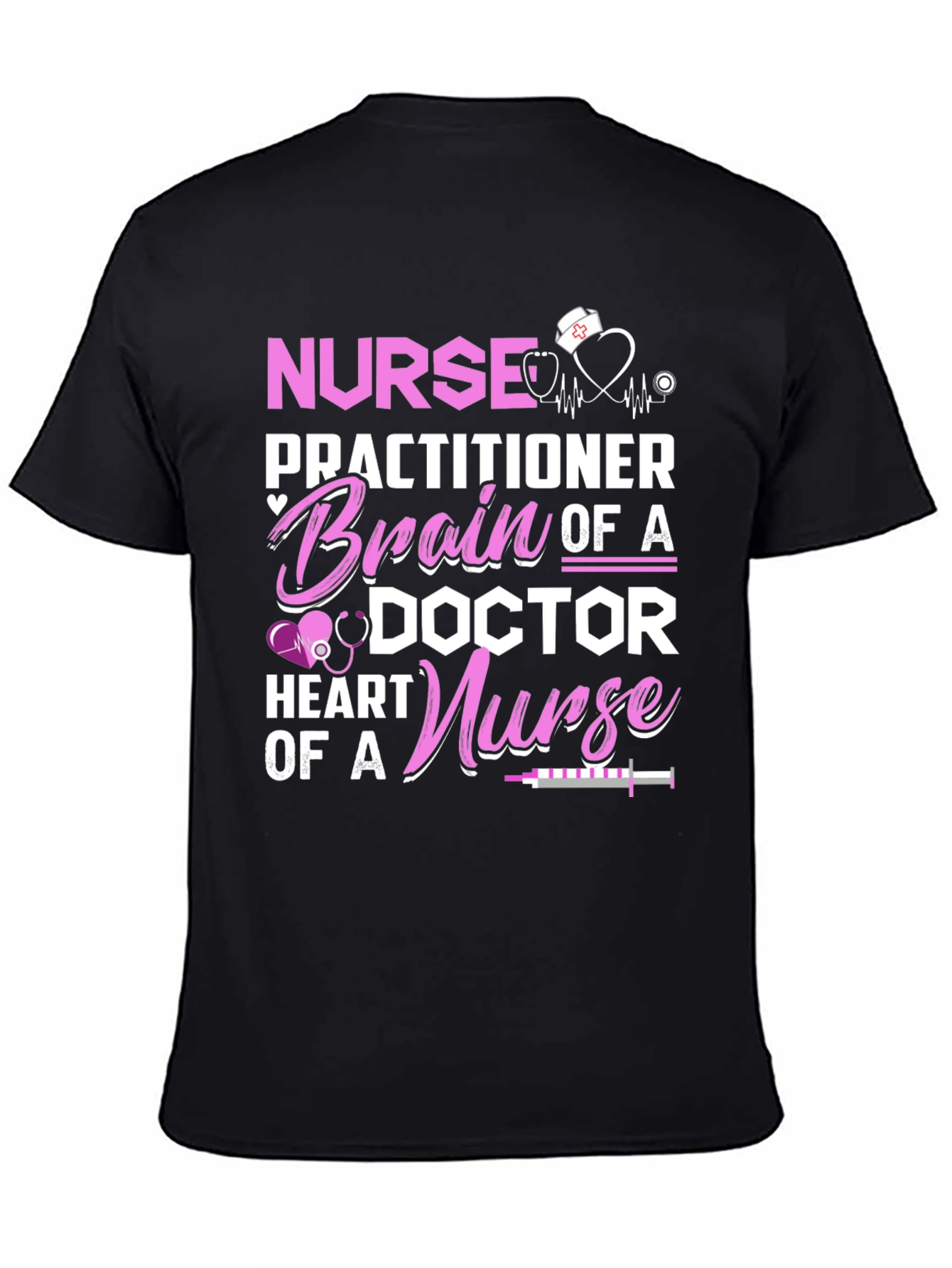Nurse Practitioner Brain Heart Graphic T-Shirt