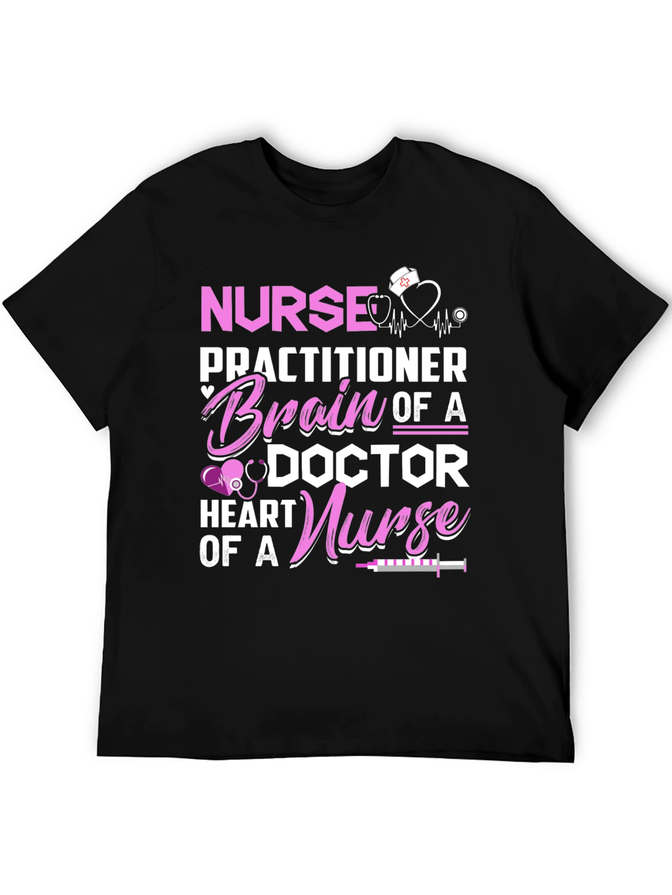 Nurse Practitioner Brain Heart Graphic T-Shirt