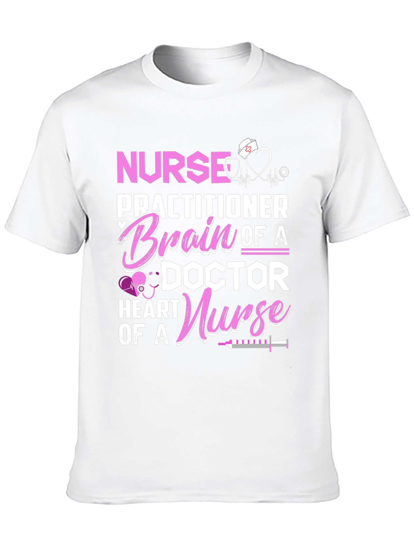 Nurse Practitioner Brain Heart Graphic T-Shirt