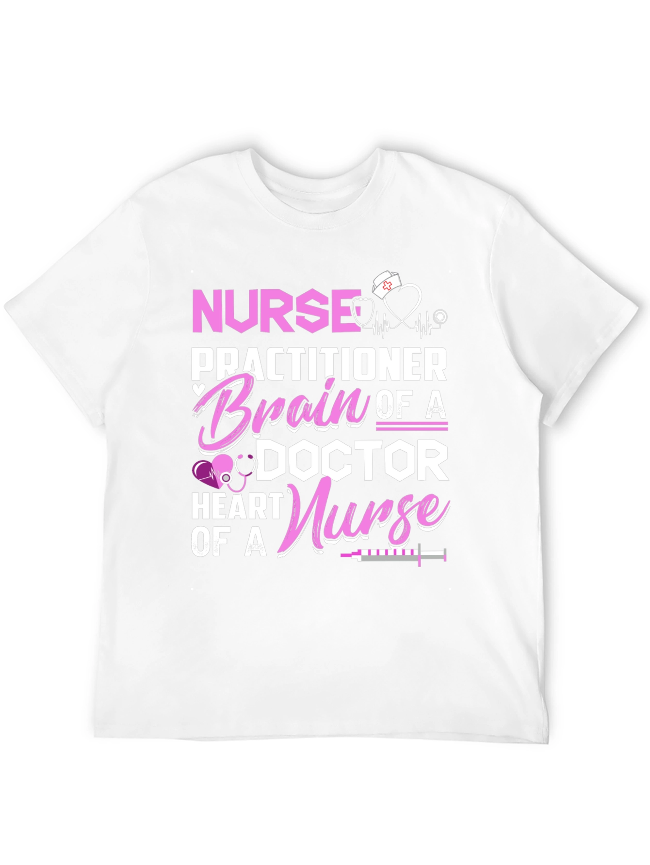 Nurse Practitioner Brain Heart Graphic T-Shirt