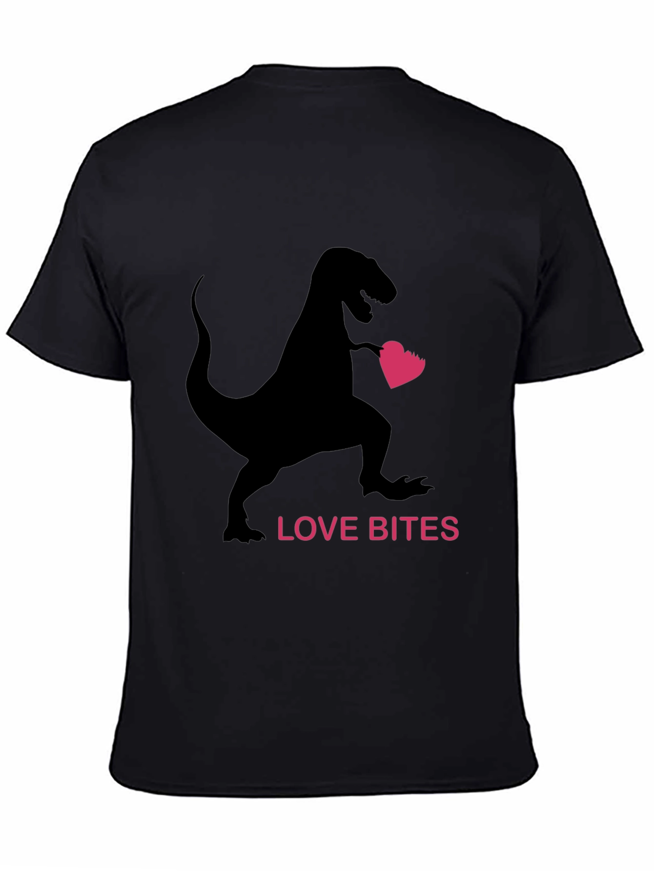Love Bites Dinosaur Valentines Day Black T-Shirt