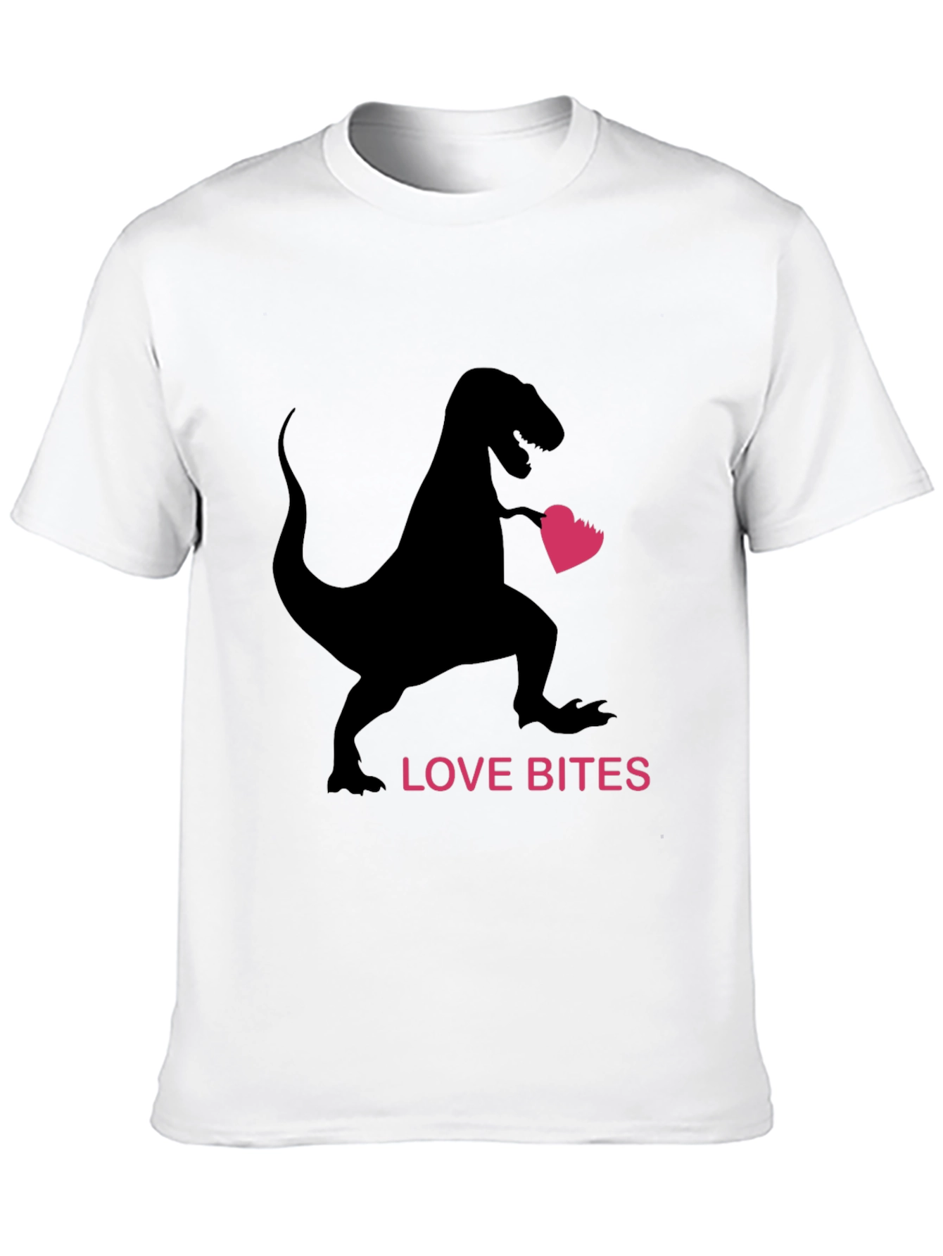 Love Bites Dinosaur Valentines Day Black T-Shirt