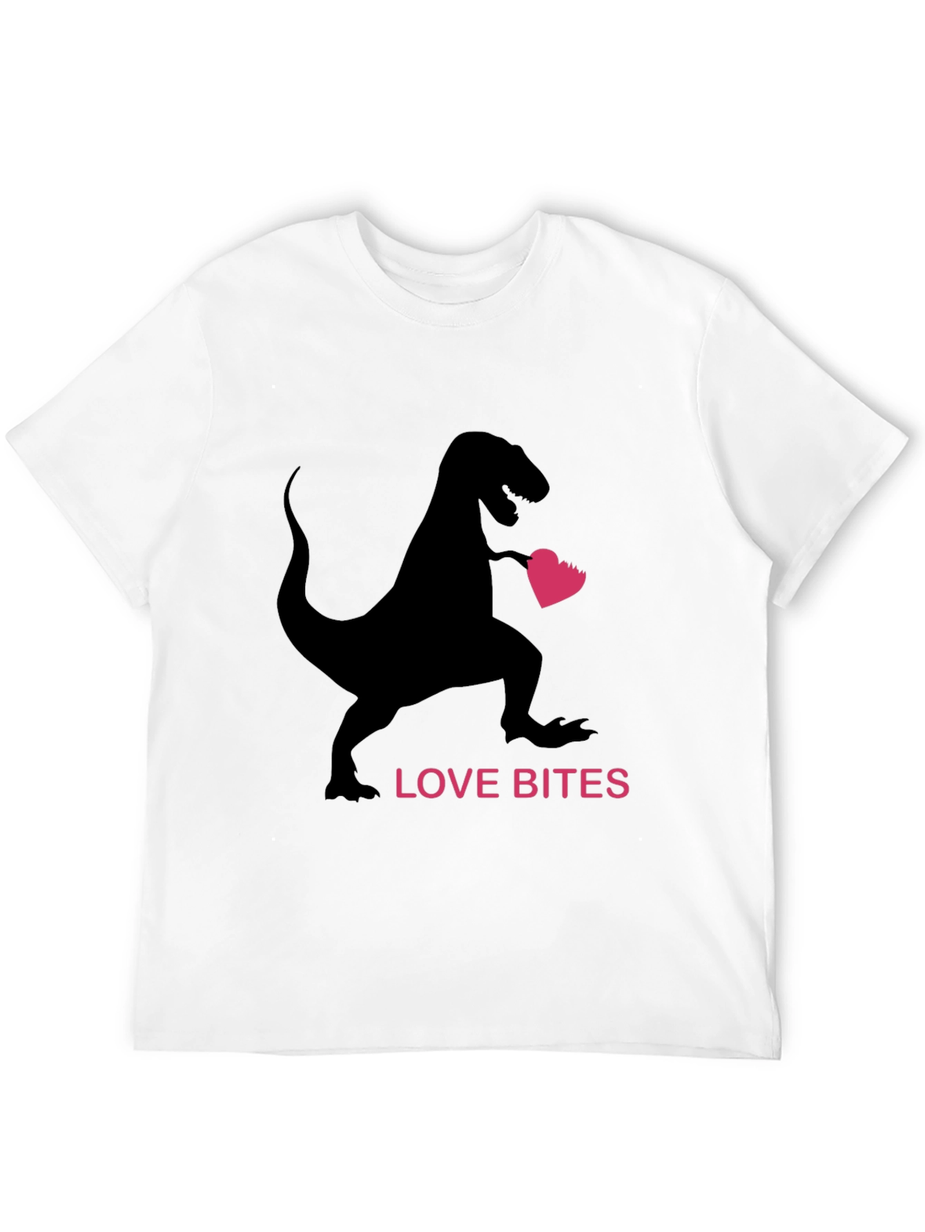 Love Bites Dinosaur Valentines Day Black T-Shirt