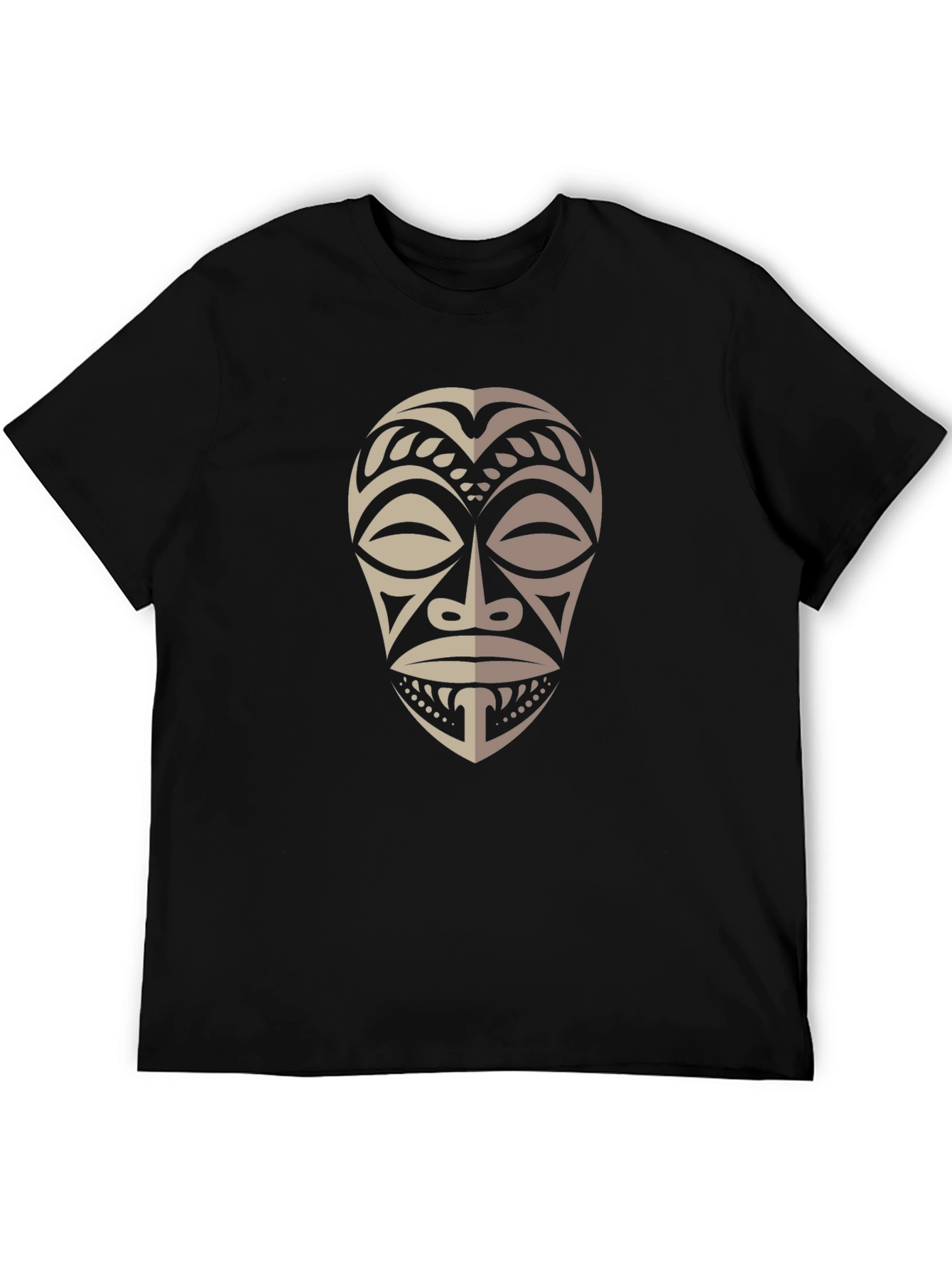 Tribal Mask Graphic Tee - Stylish Mens Black T-Shirt