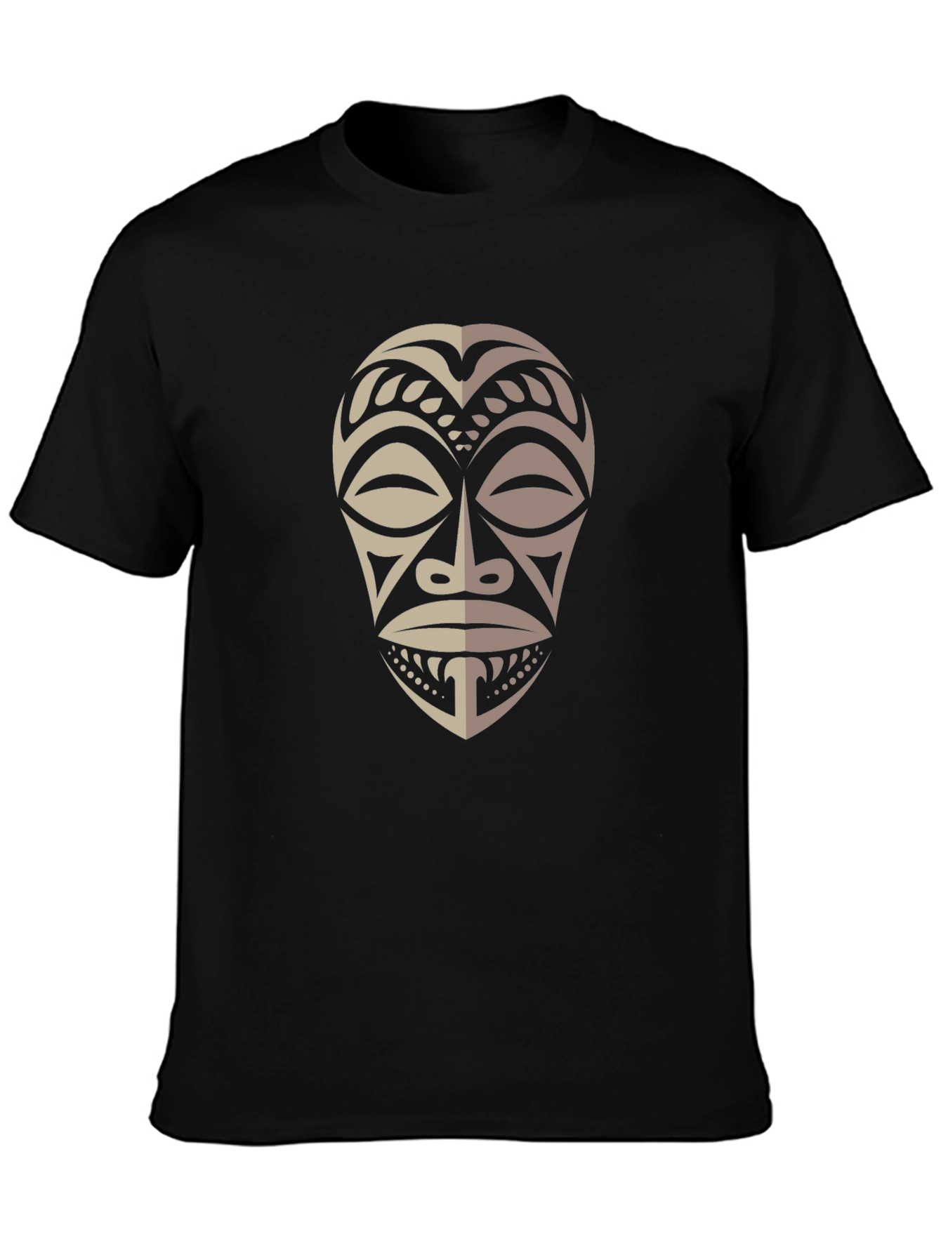Tribal Mask Graphic Tee - Stylish Mens Black T-Shirt