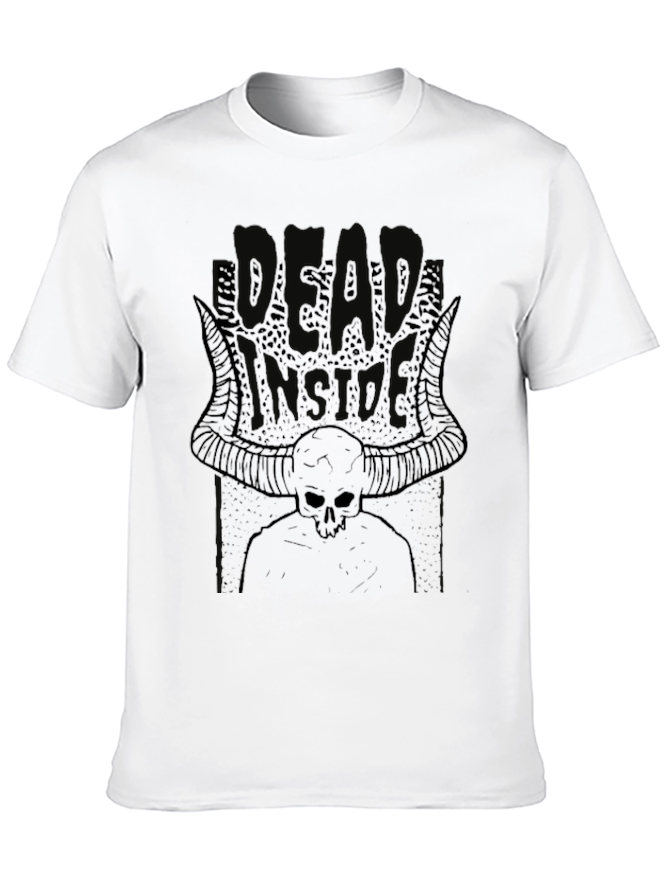 Dead Inside Skull Horns Black T-Shirt Graphic Tee