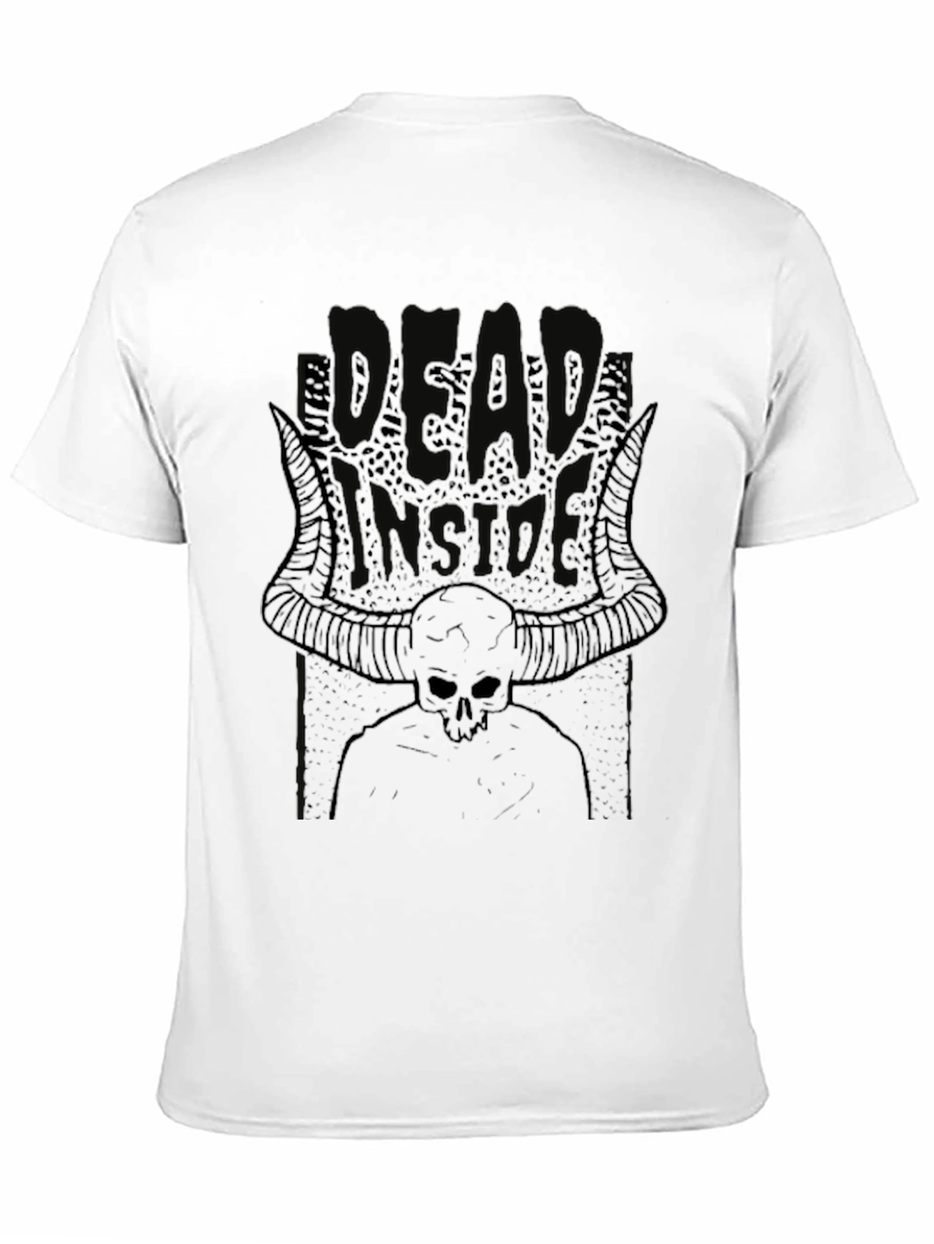 Dead Inside Skull Horns Black T-Shirt Graphic Tee