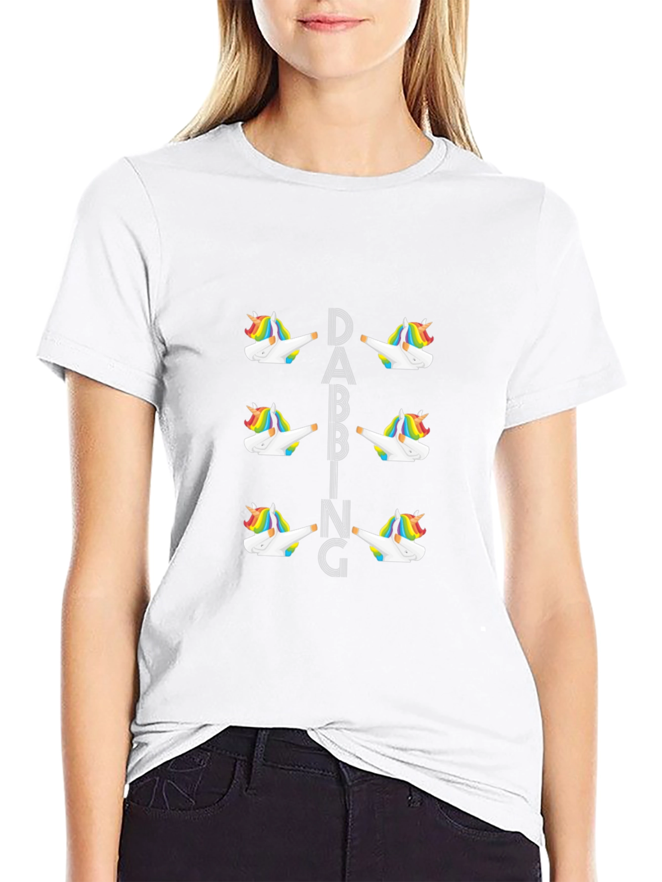 Dabbing Unicorn Graphic Black T-Shirt