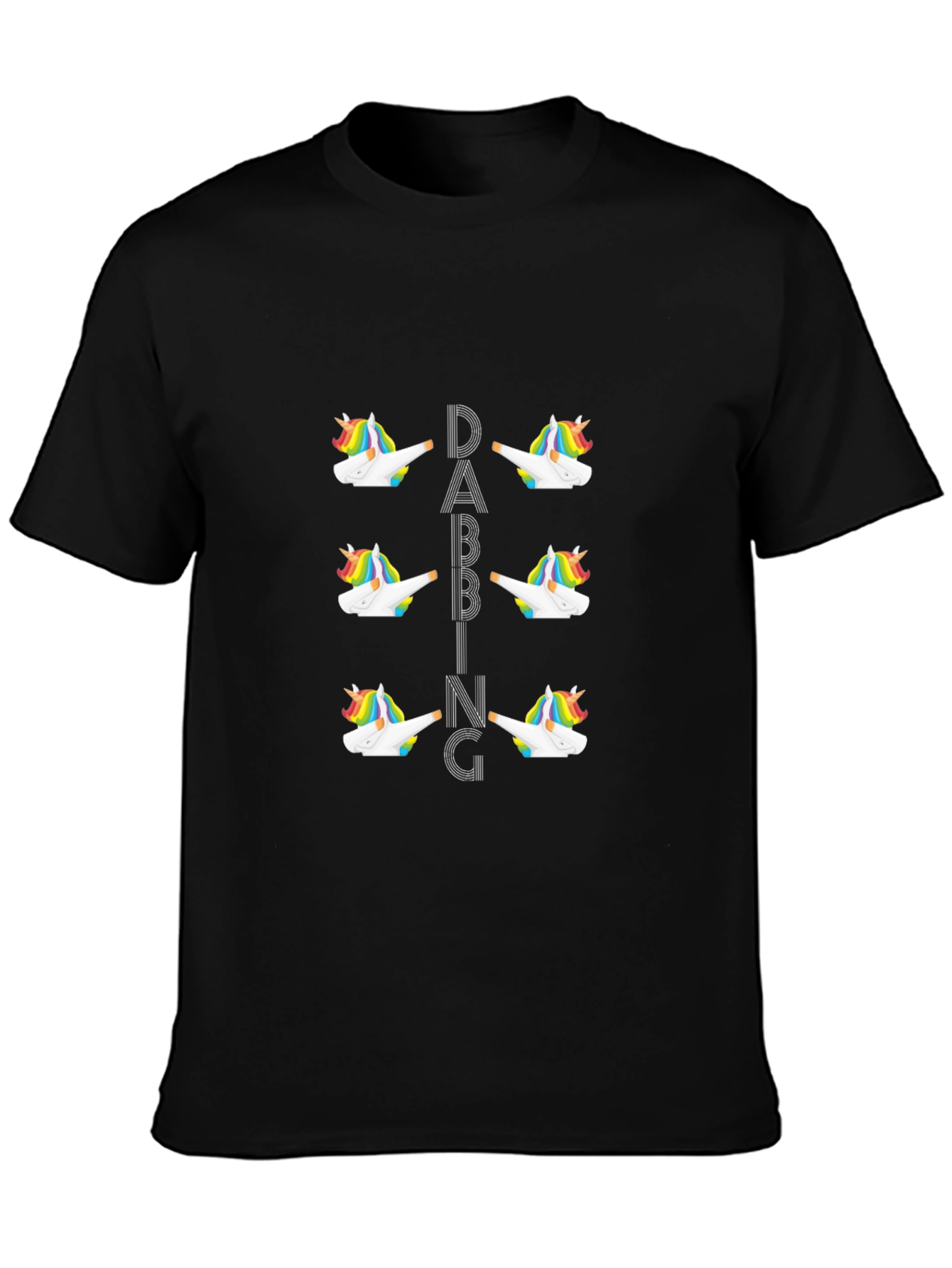 Dabbing Unicorn Graphic Black T-Shirt