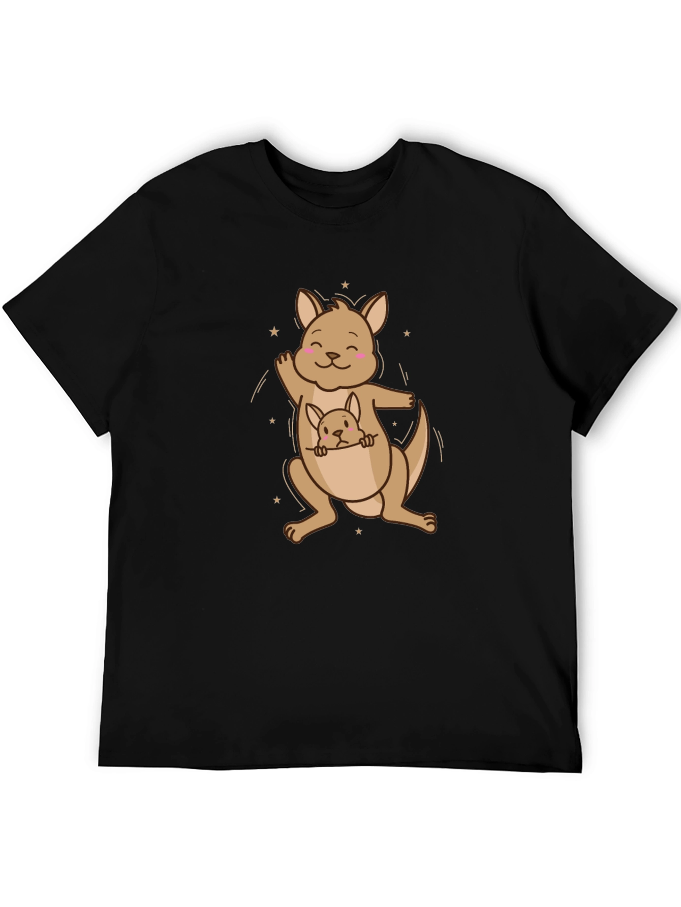 Cute Kangaroo with Joey Black T-Shirt