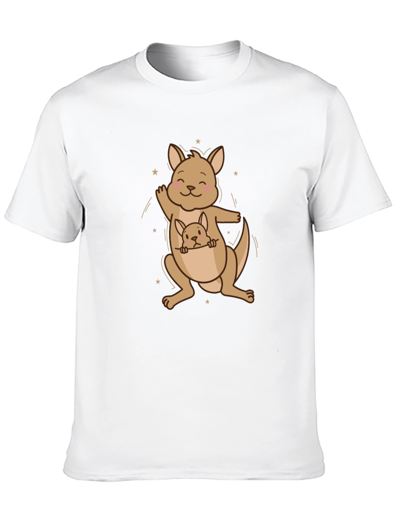 Cute Kangaroo with Joey Black T-Shirt
