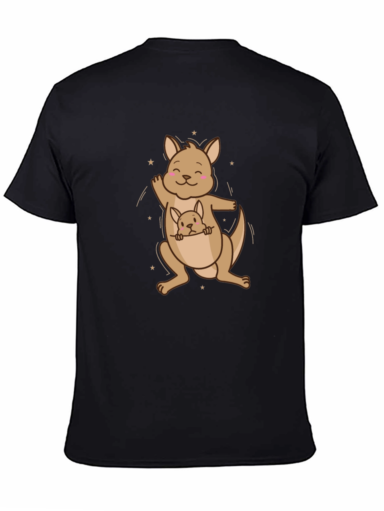 Cute Kangaroo with Joey Black T-Shirt