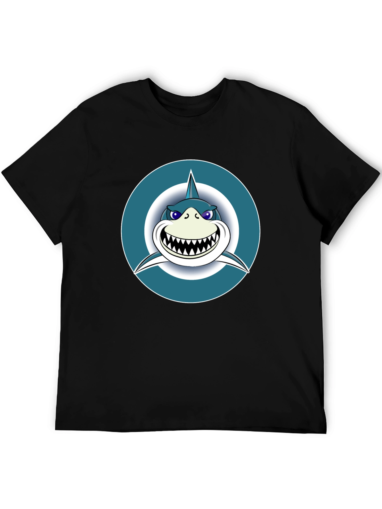 Shark Graphic Tee - Mens Black Cotton T-Shirt