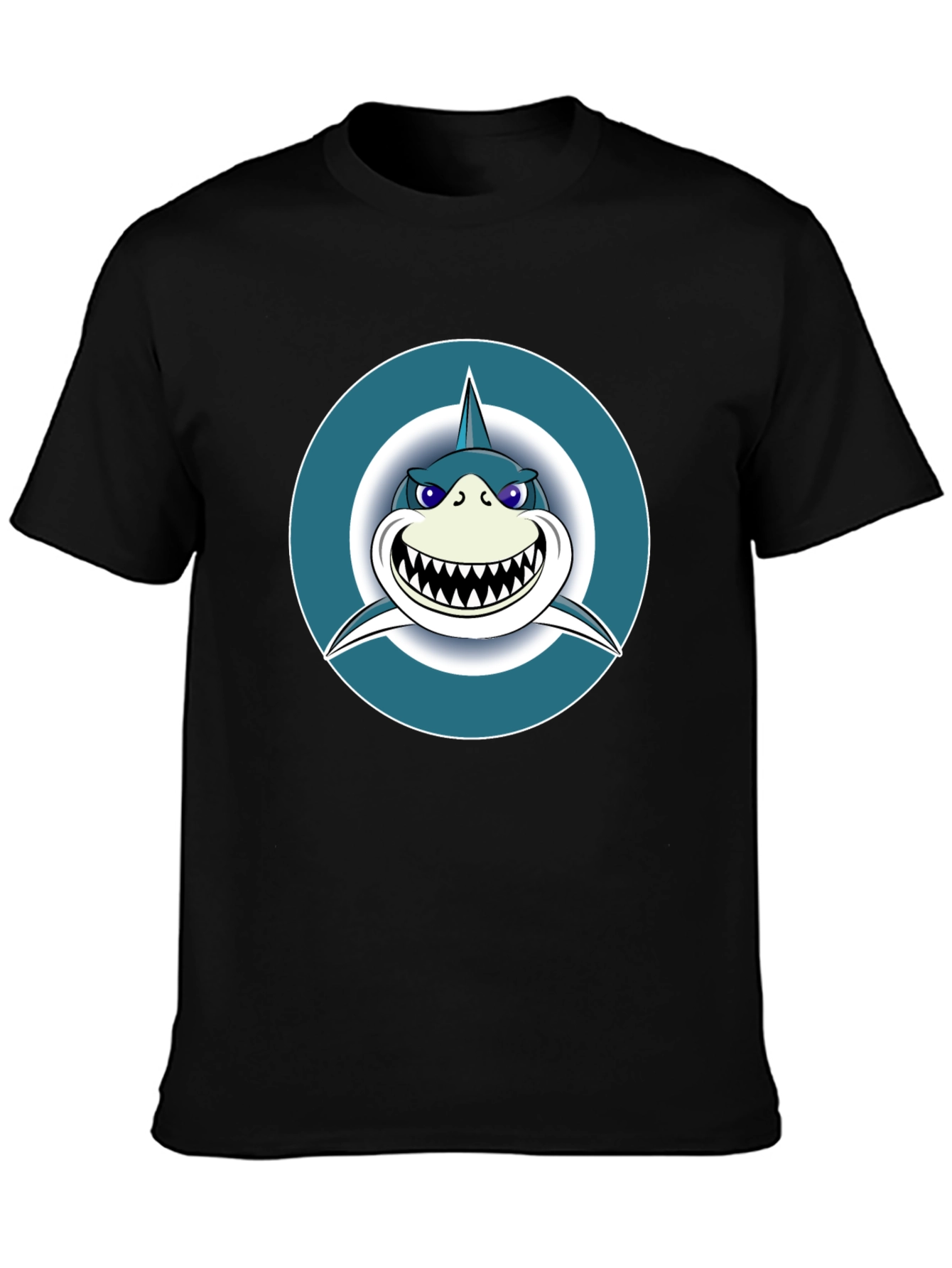 Shark Graphic Tee - Mens Black Cotton T-Shirt