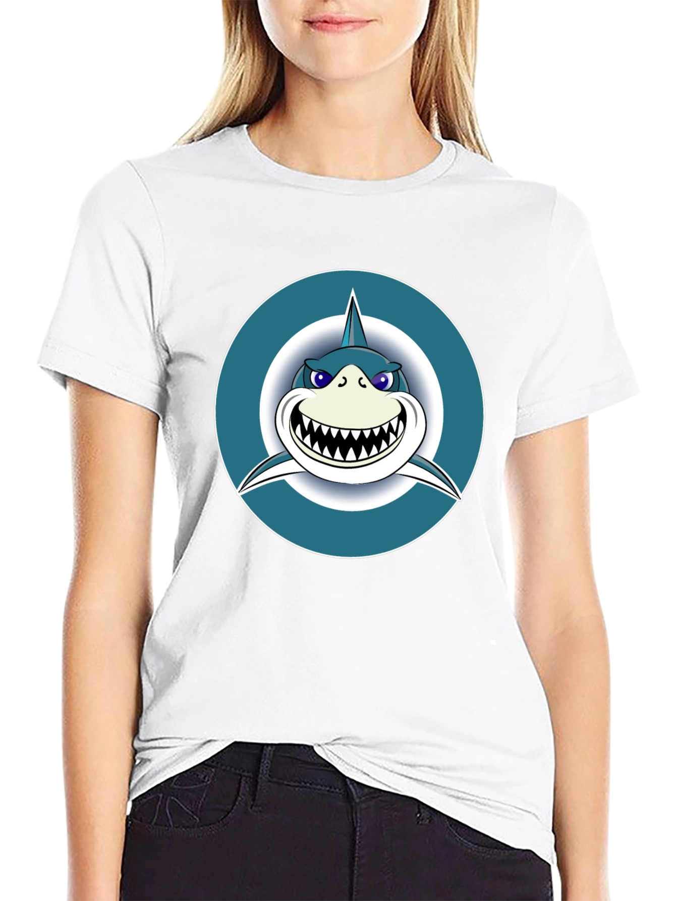 Shark Graphic Tee - Mens Black Cotton T-Shirt