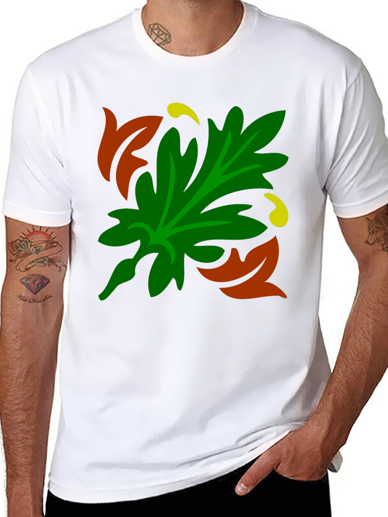 Autumn Leaf Graphic Black T-Shirt