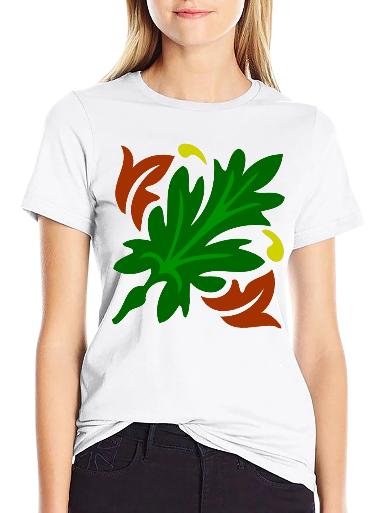 Autumn Leaf Graphic Black T-Shirt