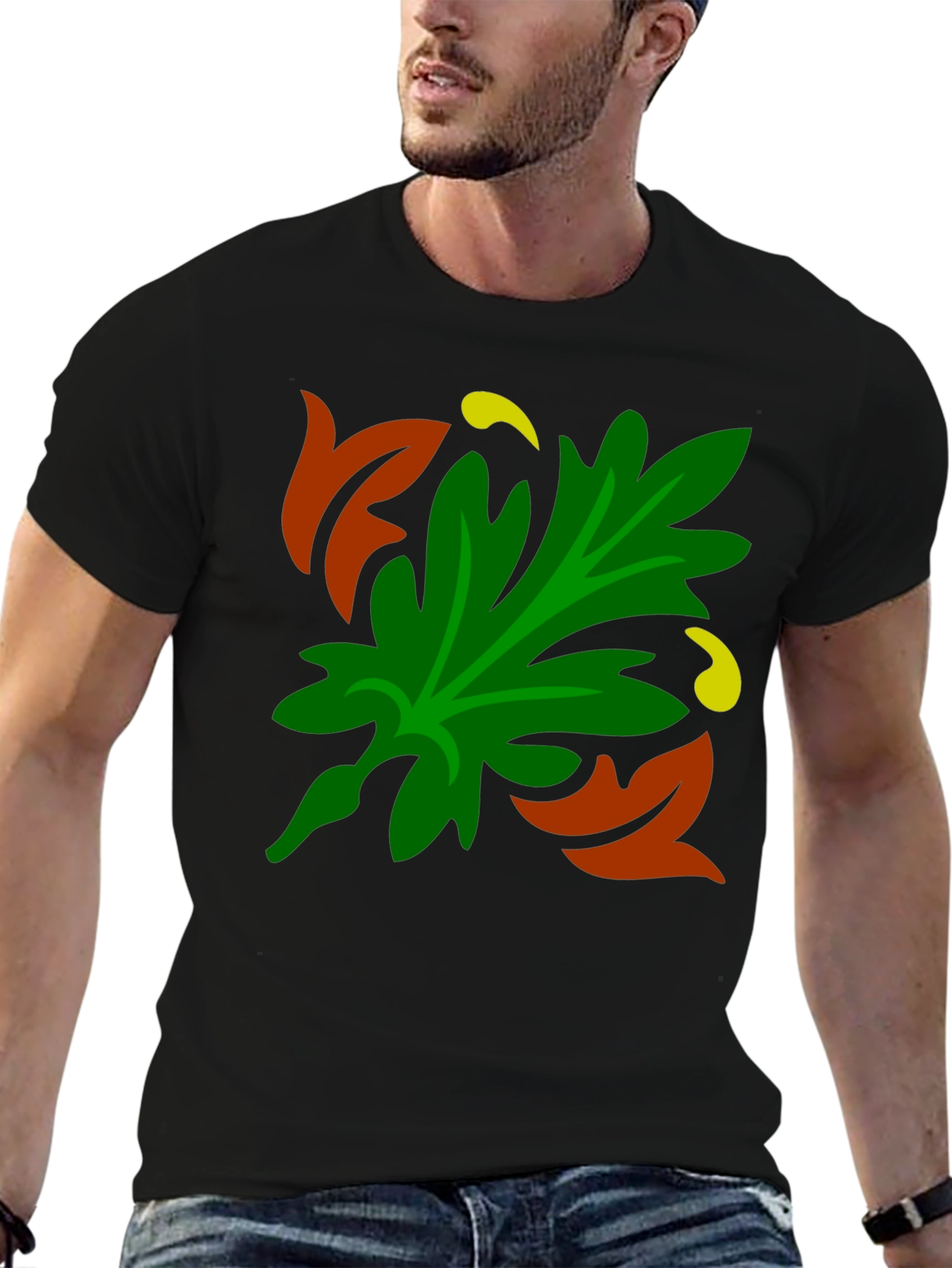 Autumn Leaf Graphic Black T-Shirt