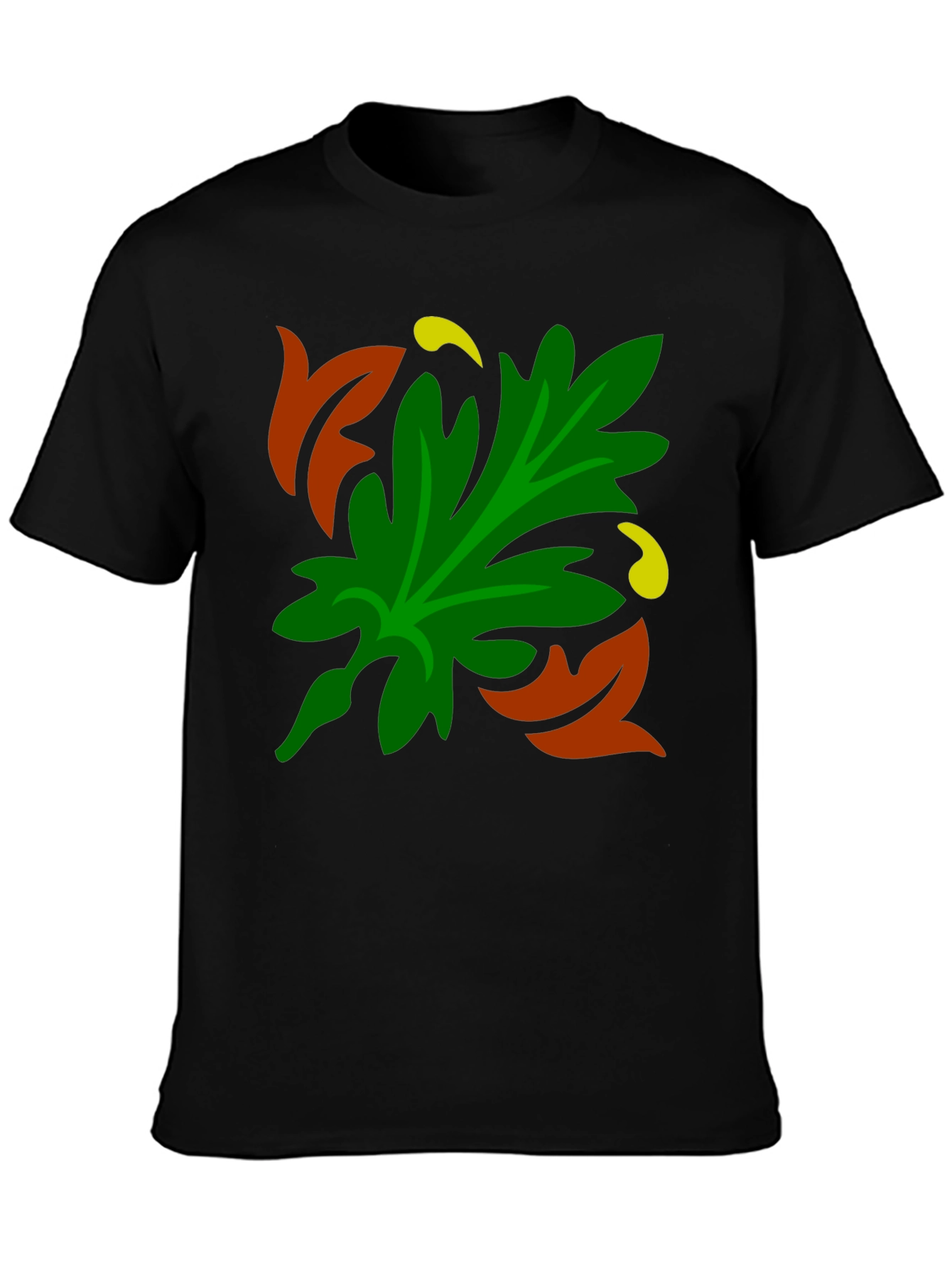 Autumn Leaf Graphic Black T-Shirt