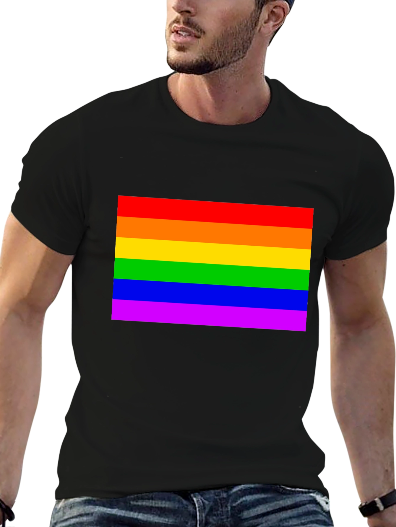 Pride Rainbow Flag Graphic Tee - Soft Cotton Unisex
