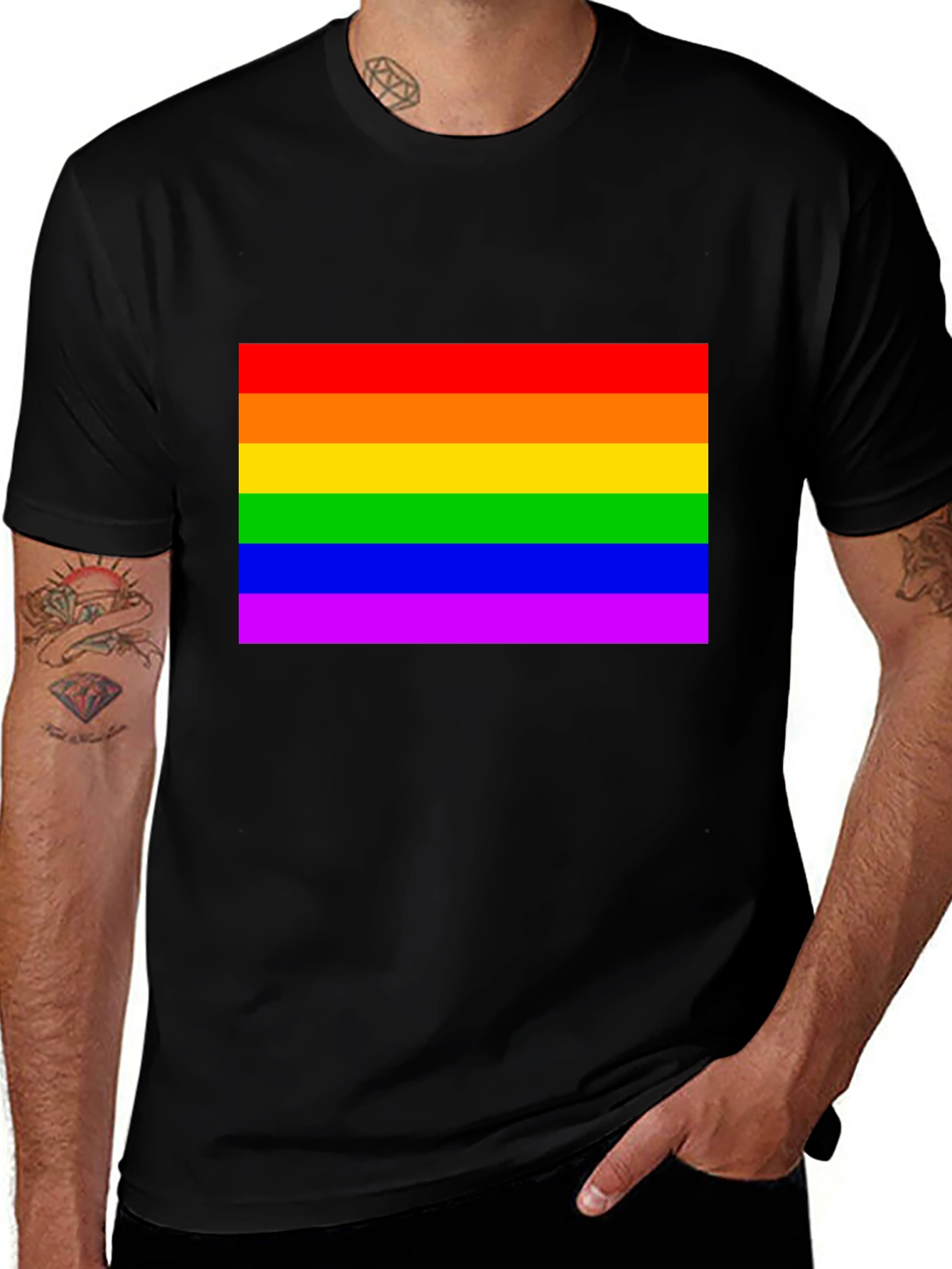 Pride Rainbow Flag Graphic Tee - Soft Cotton Unisex