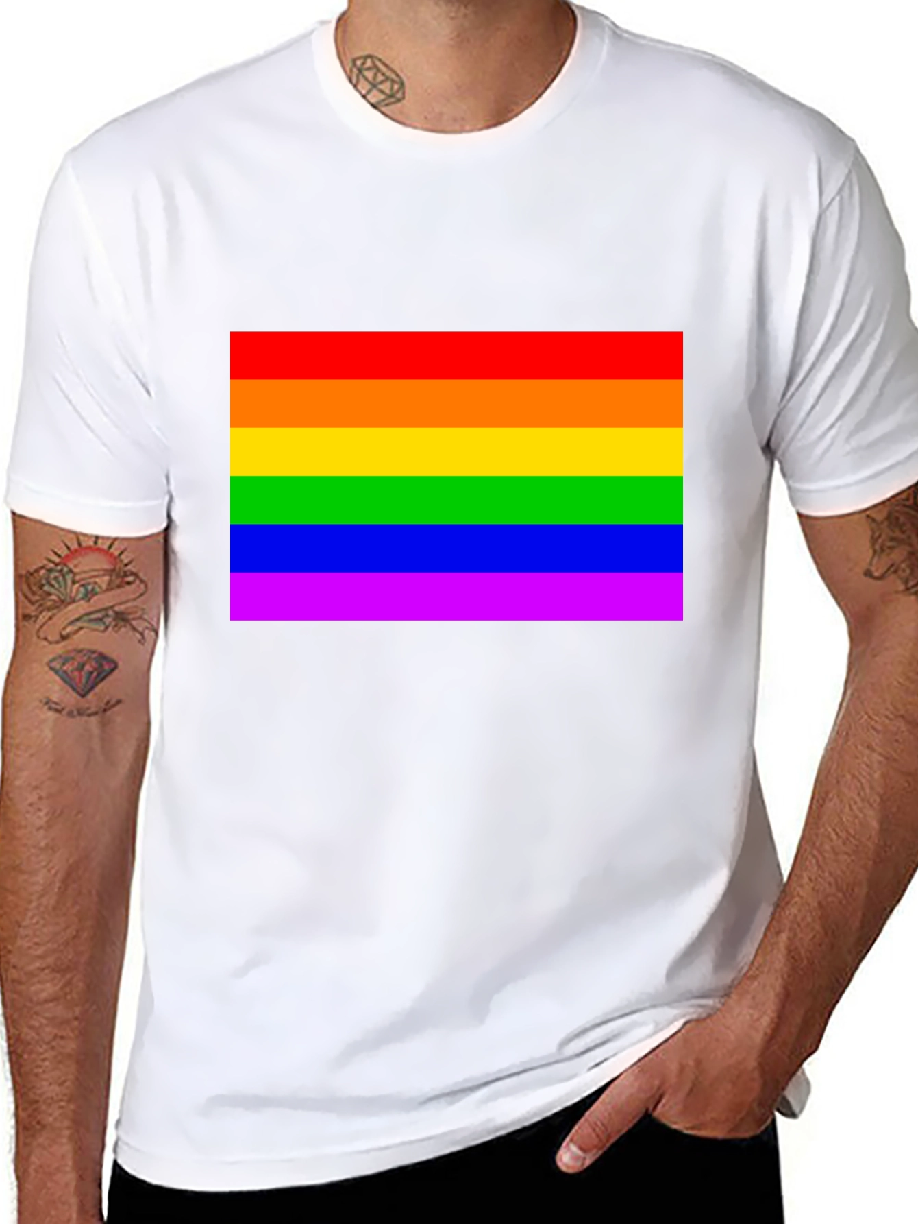 Pride Rainbow Flag Graphic Tee - Soft Cotton Unisex