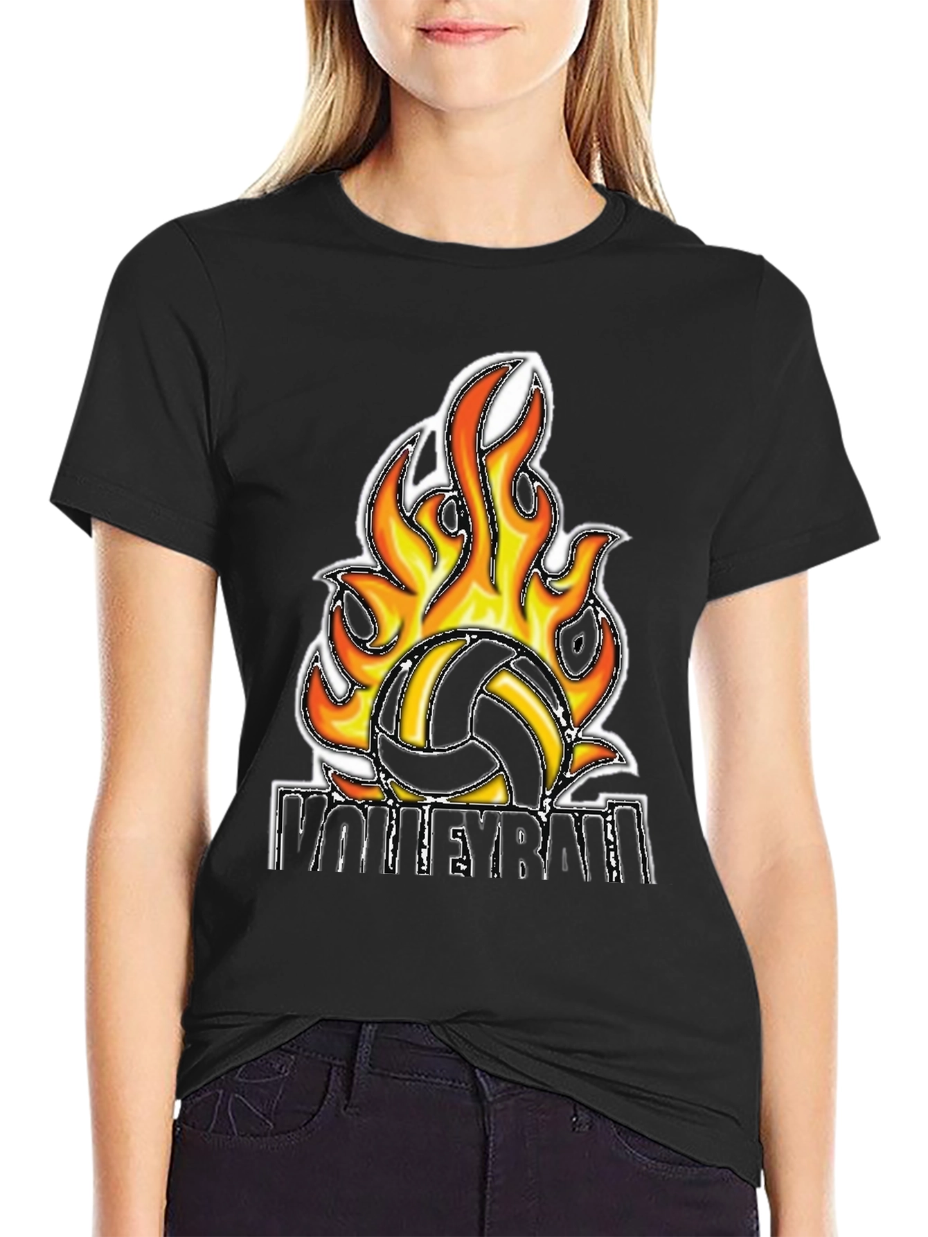 Fiery Volleyball Graphic Tee