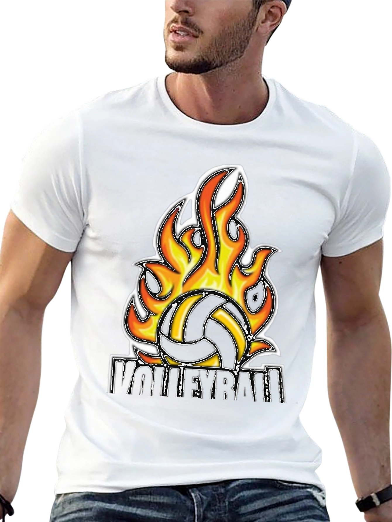 Fiery Volleyball Graphic Tee