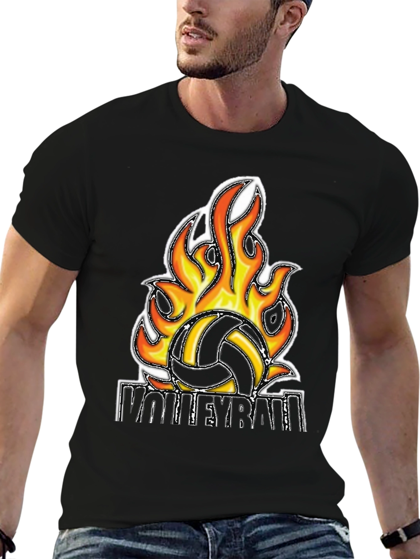 Fiery Volleyball Graphic Tee