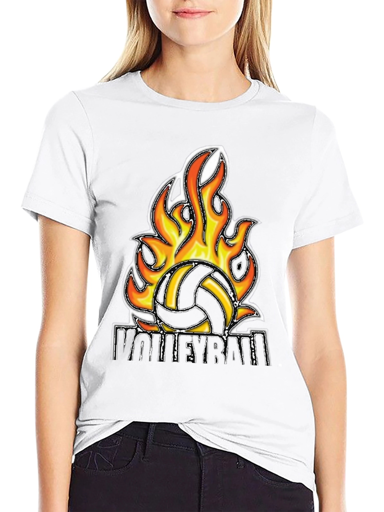 Fiery Volleyball Graphic Tee