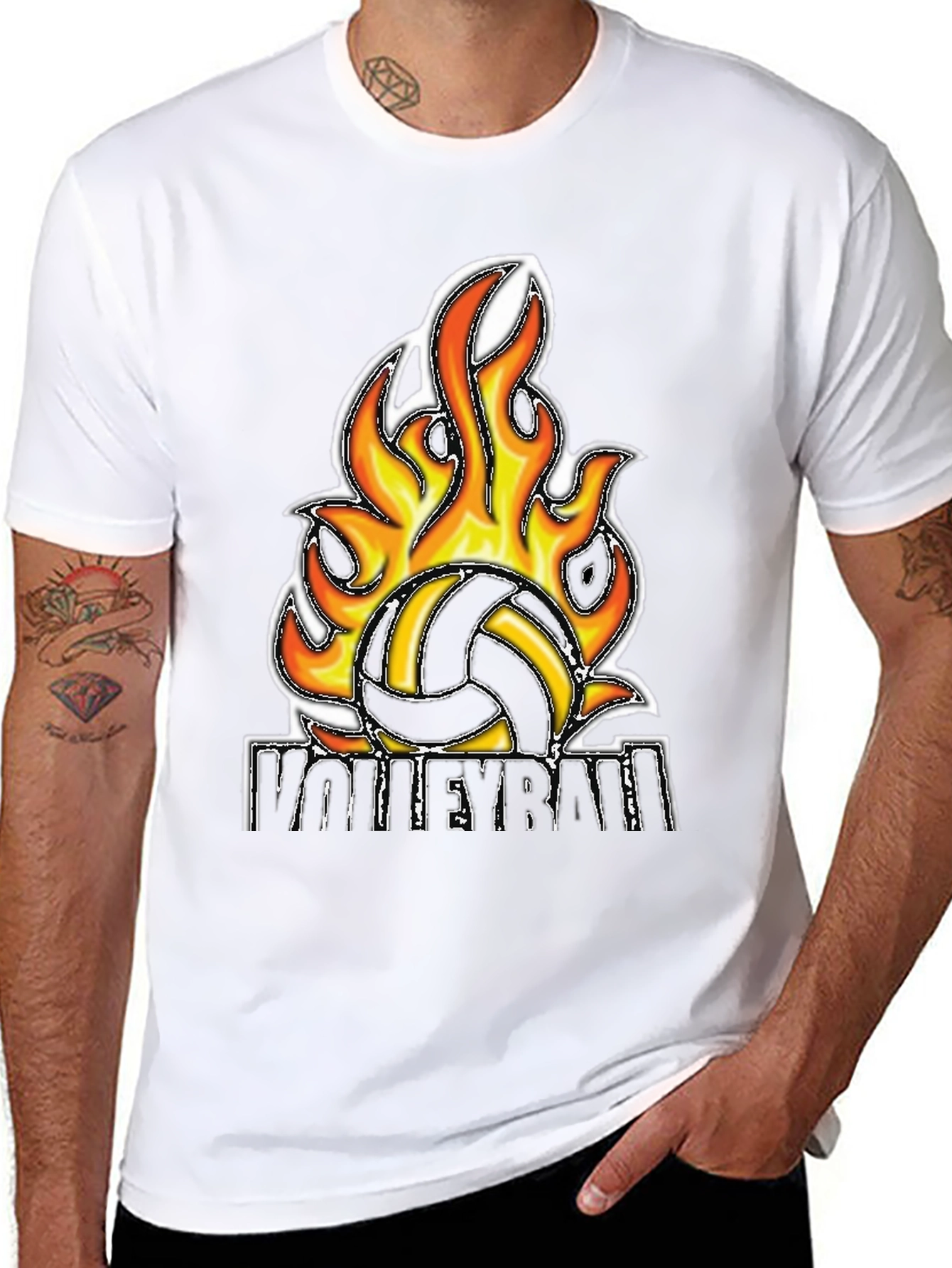 Fiery Volleyball Graphic Tee