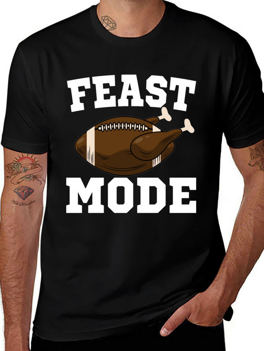 Feast Mode Thanksgiving Football Turkey Graphic T-Shirt