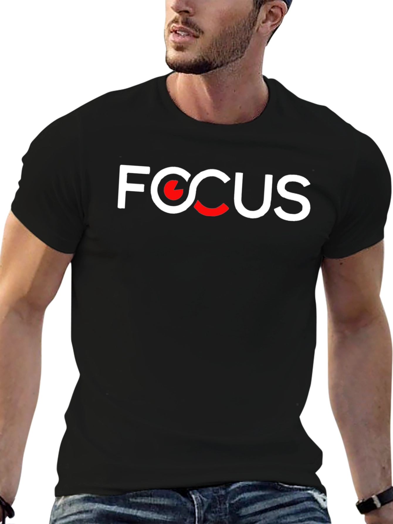 Focus Graphic Tee - Stylish Black Cotton T-Shirt