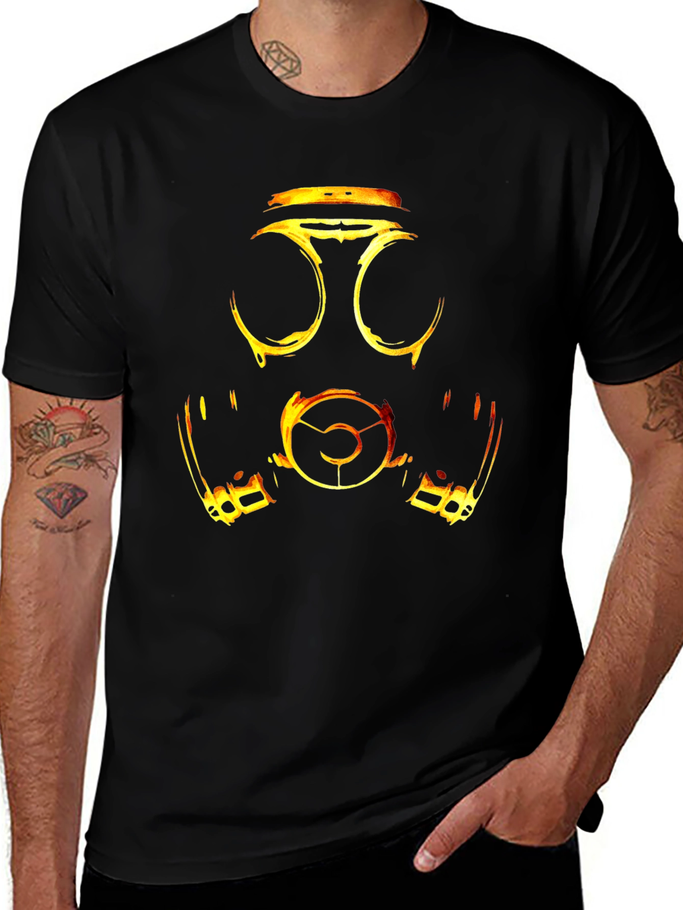 Fiery Gas Mask Graphic Tee - Bold Streetwear