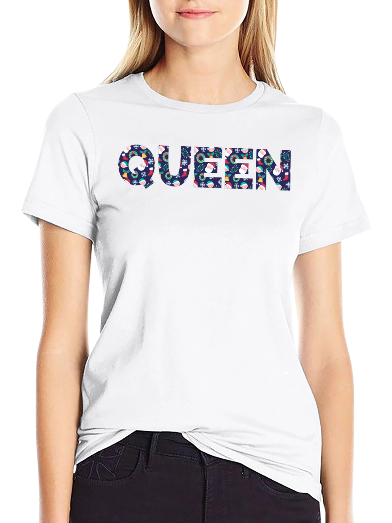 Queen Christmas Pattern Graphic T-Shirt