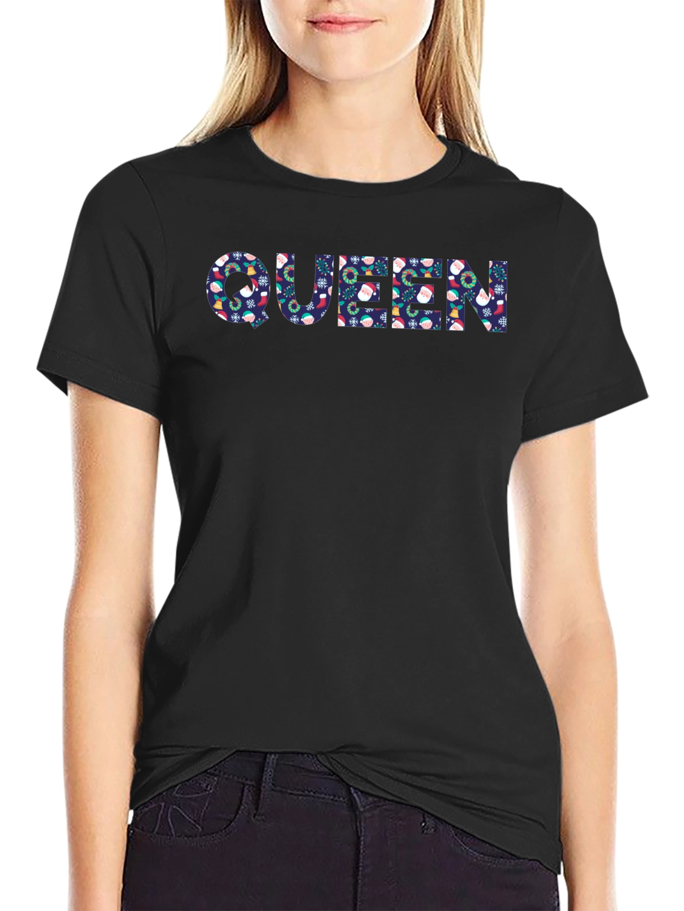 Queen Christmas Pattern Graphic T-Shirt