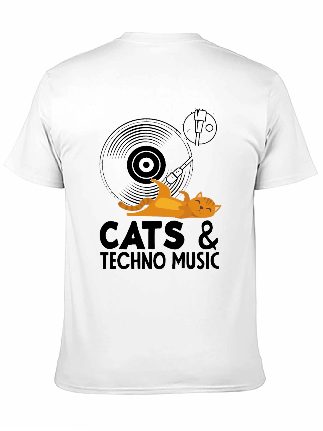 Cats & Techno Music Black Graphic Tee