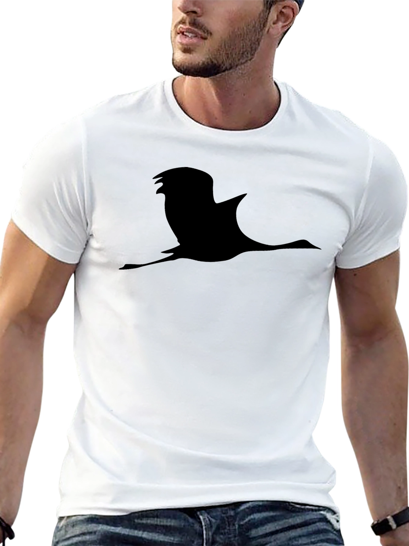 Flying Bird Silhouette Black T-Shirt