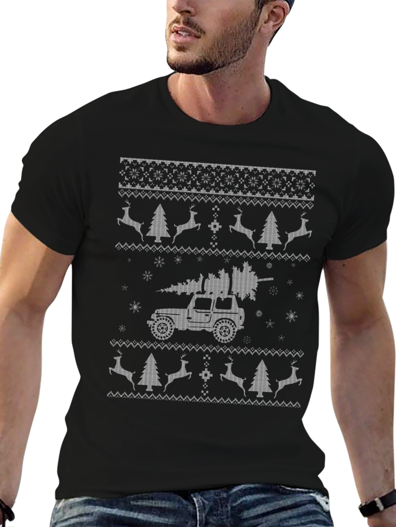 Christmas Jeep Ugly Sweater T-Shirt Holiday Gift