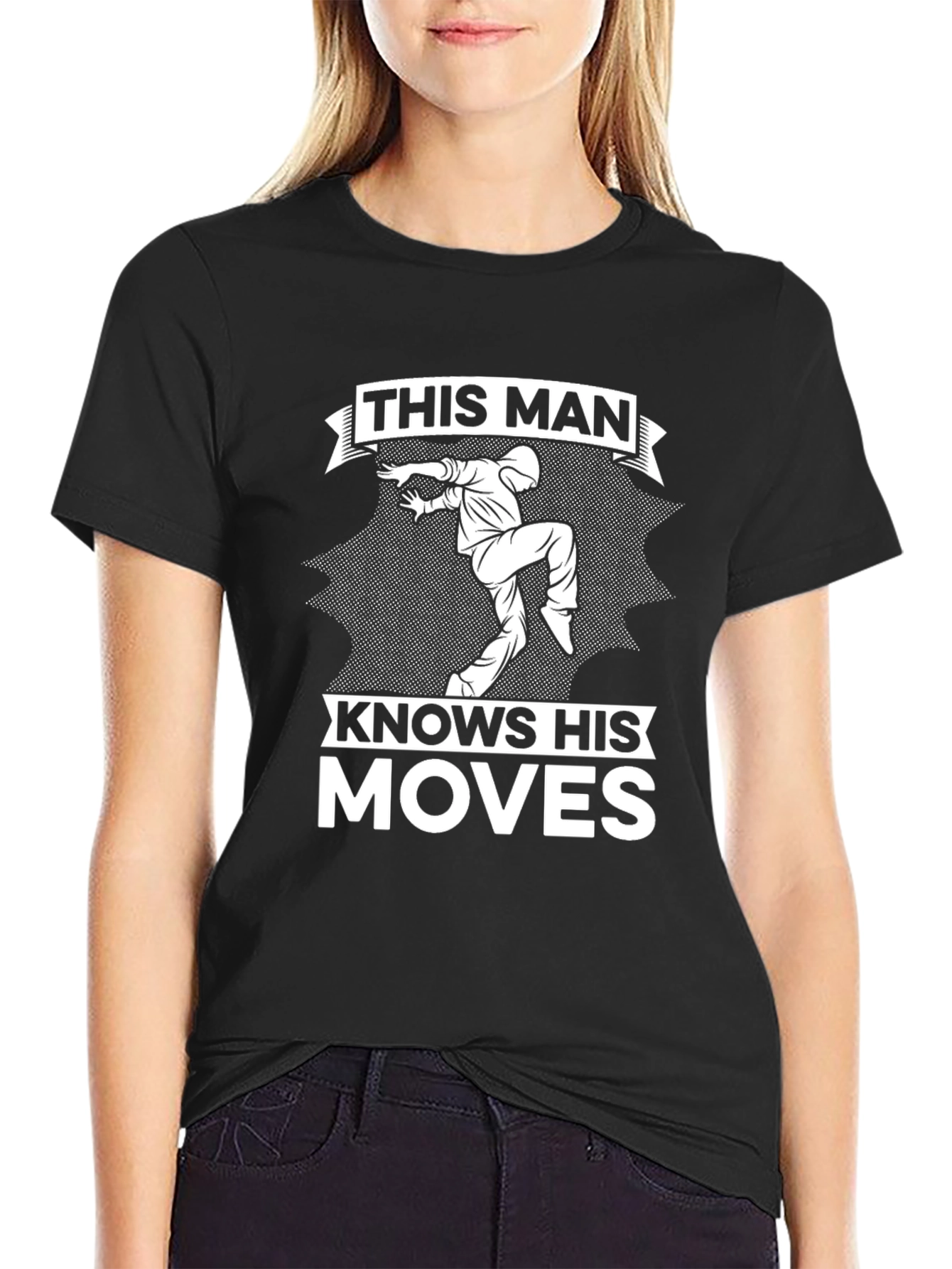 This Man Knows His Moves Black Graphic T-Shirt