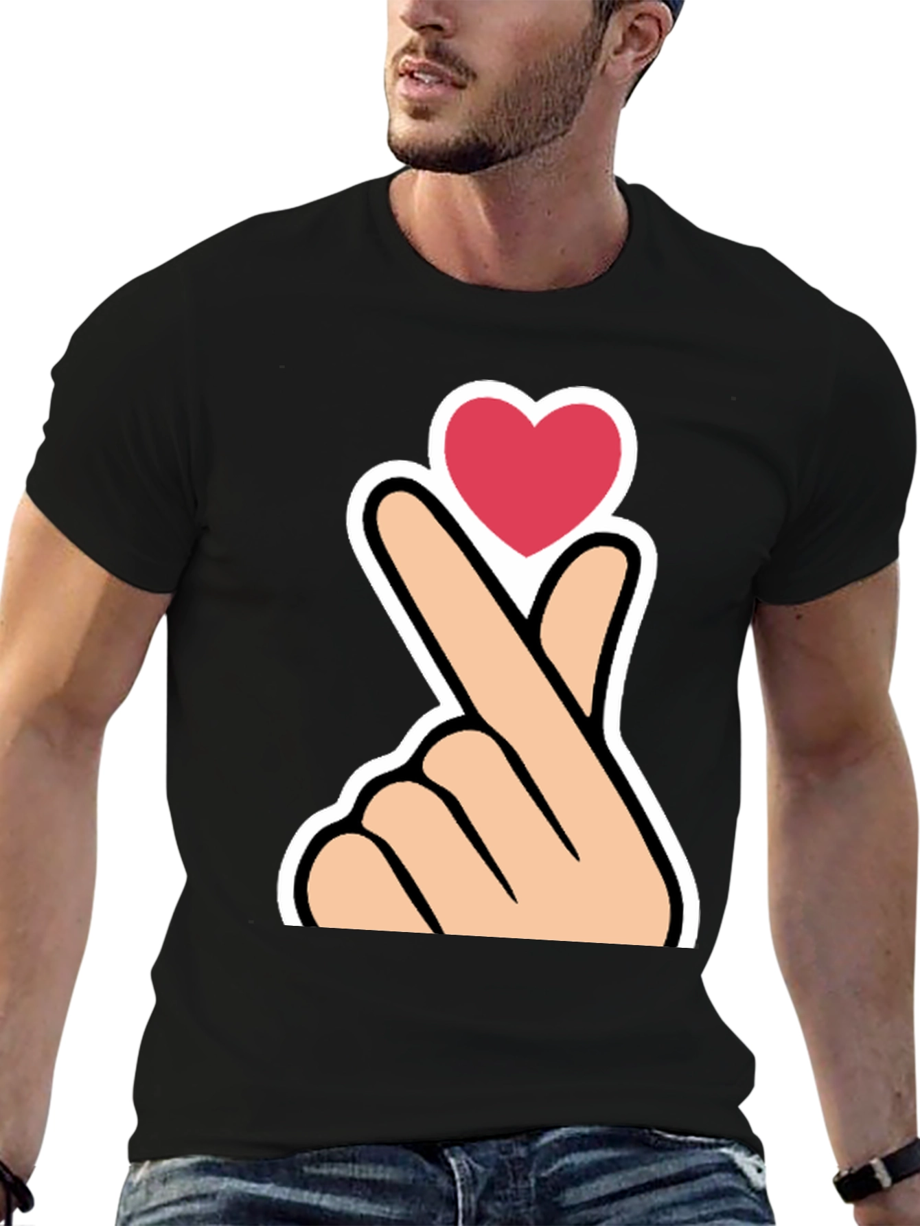 Heart Gesture Graphic Tee - K-Pop Love