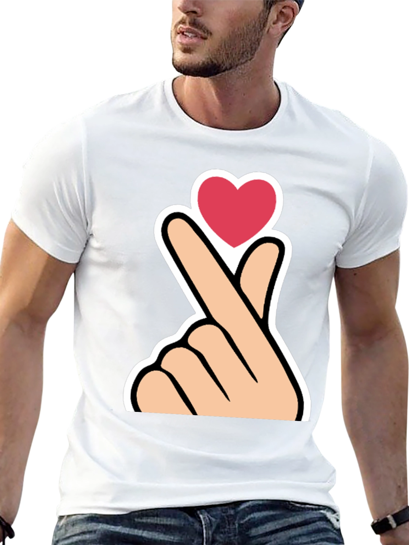 Heart Gesture Graphic Tee - K-Pop Love