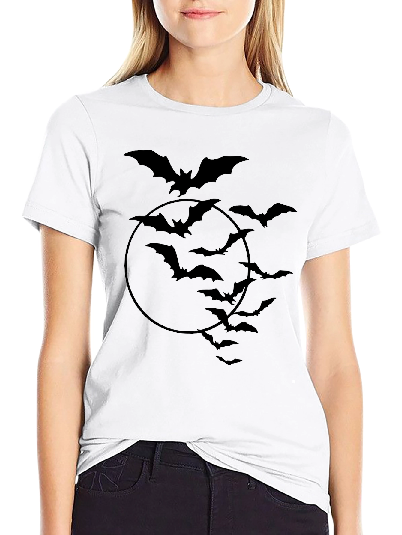 Bat Silhouette Graphic Tee - Halloween Ready!