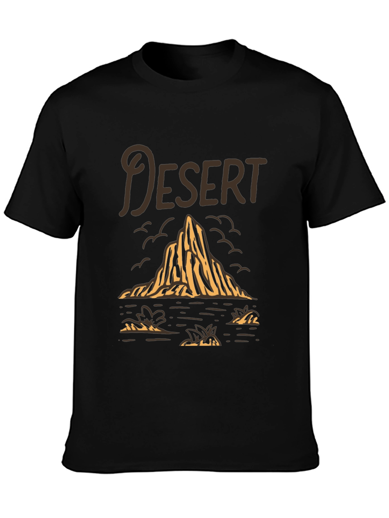 Desert Graphic Tee - Stylish Black Cotton T-Shirt