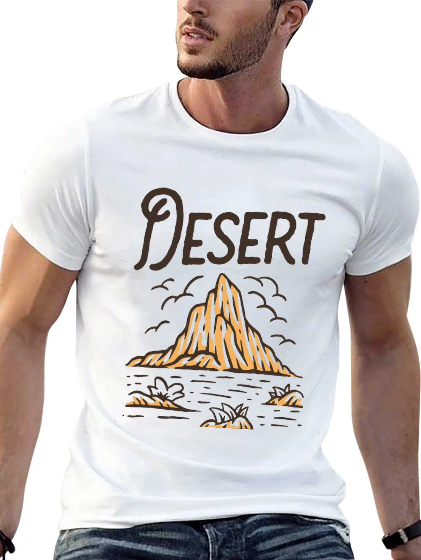 Desert Graphic Tee - Stylish Black Cotton T-Shirt