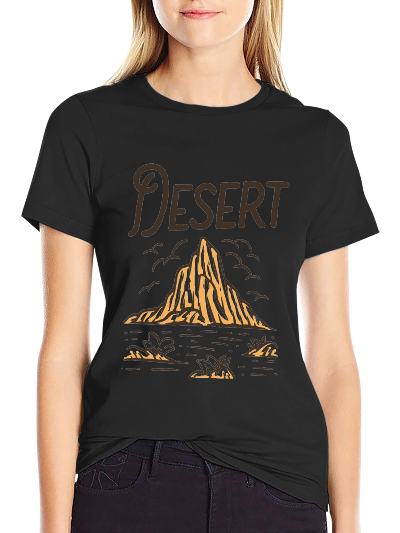 Desert Graphic Tee - Stylish Black Cotton T-Shirt