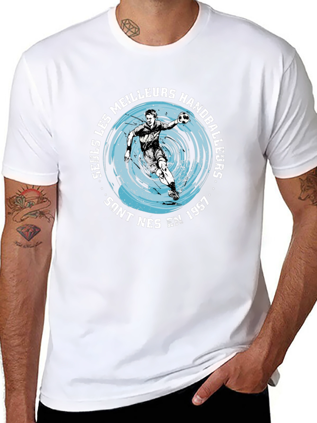 Handball Player Black Graphic Tee
